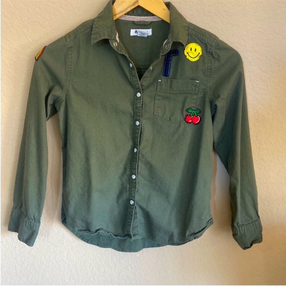Pearl snap button up with fun patches